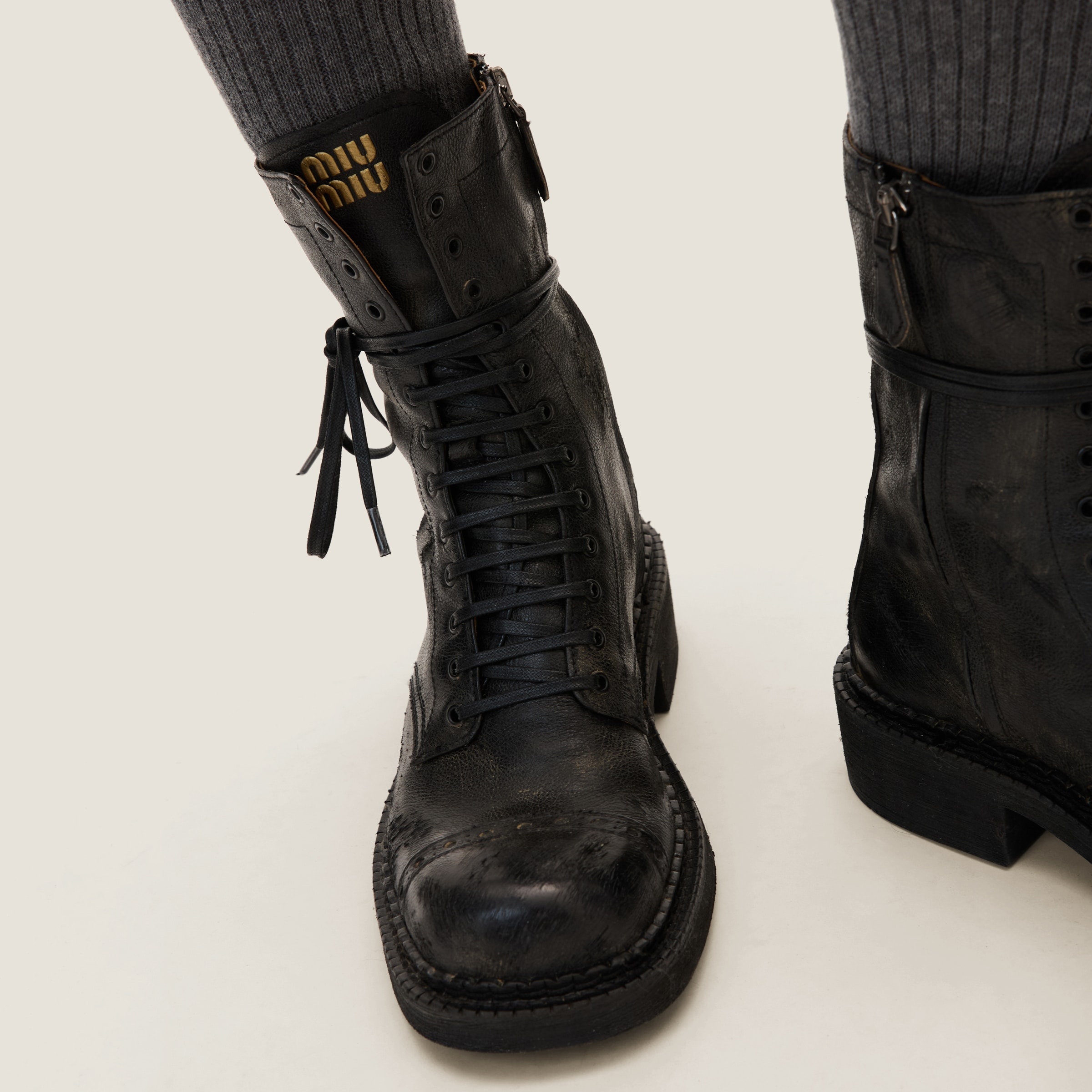 Leather laced booties - 5