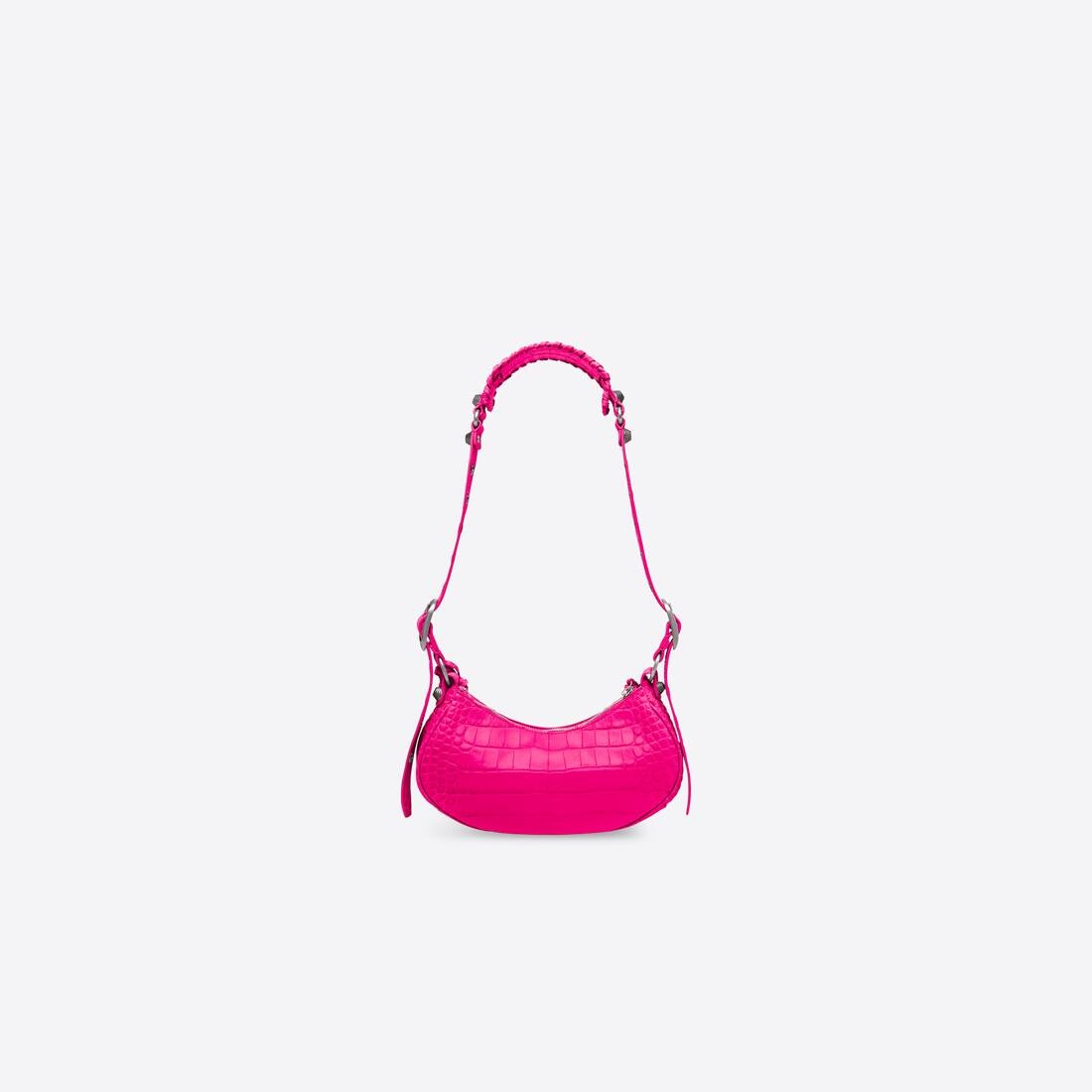 Women's Le Cagole Xs Shoulder Bag Crocodile Embossed in Pink - 2