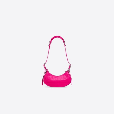 BALENCIAGA Women's Le Cagole Xs Shoulder Bag Crocodile Embossed in Pink outlook