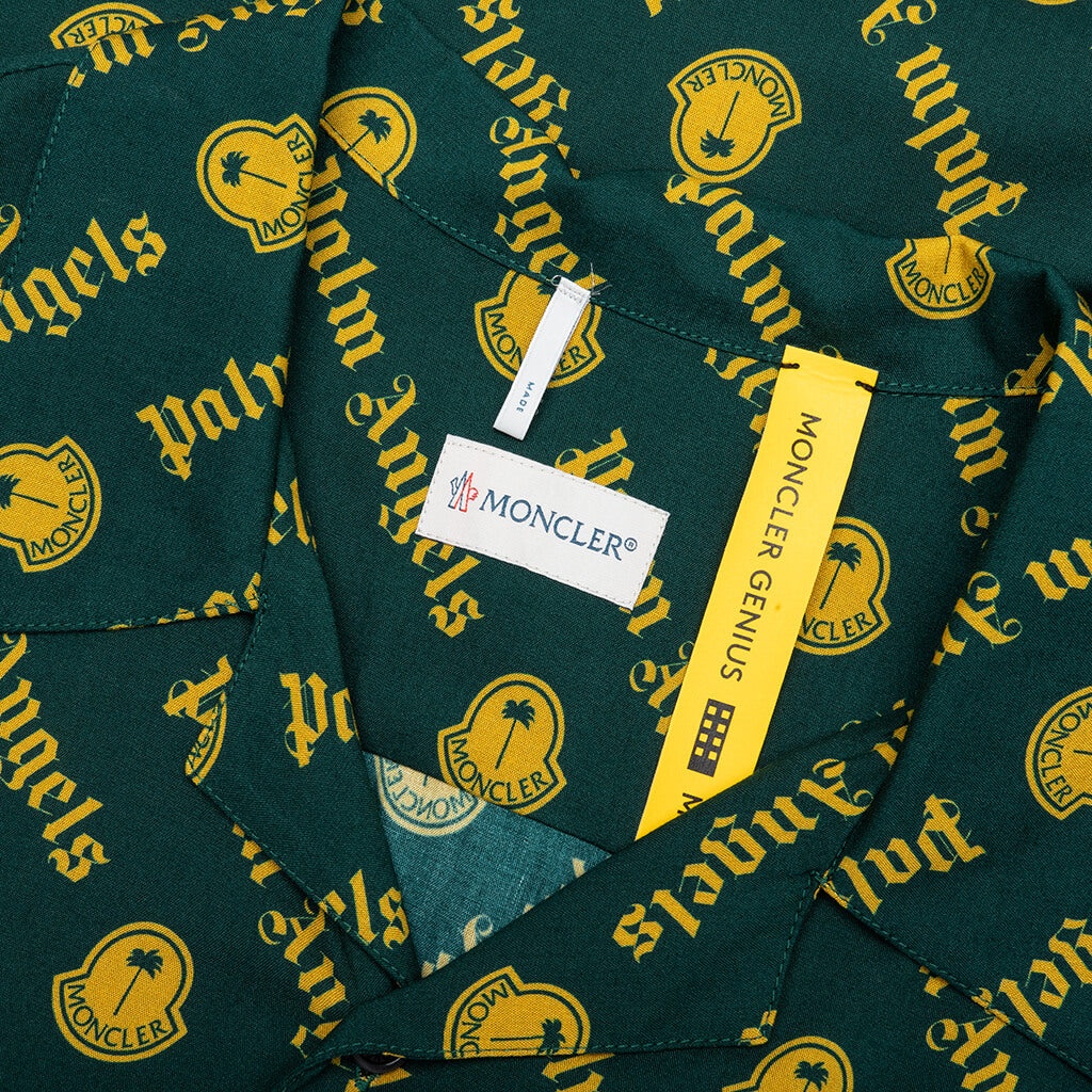 MONCLER X PALM ANGELS LOGO PRINT SHIRT - DARK GREEN - 3