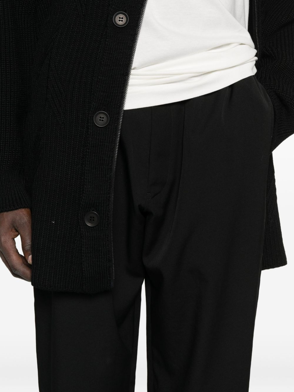 drawstring-waist wool trousers - 5