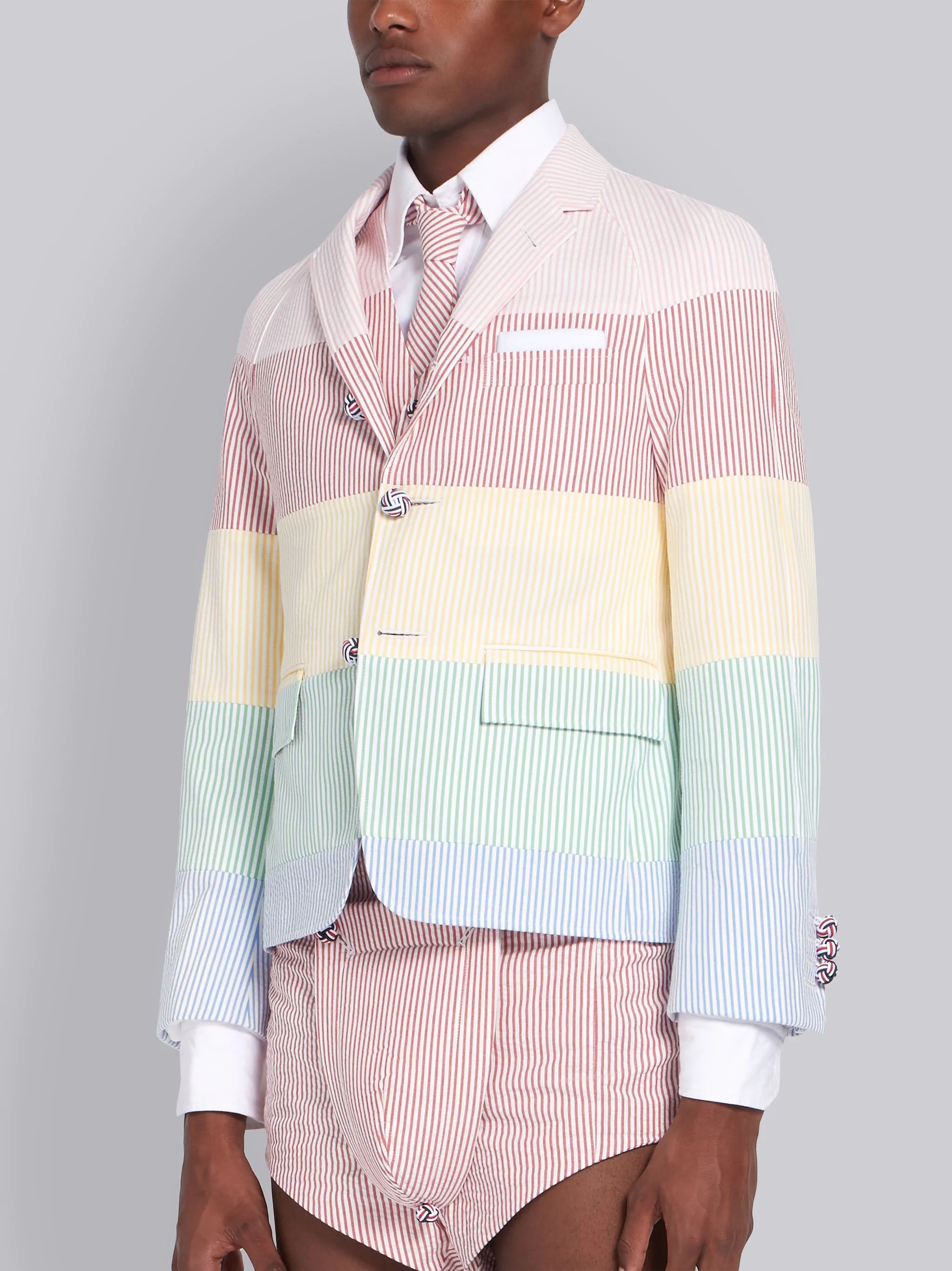 Multi-Color Seersucker Rainbow Stripe Sport Coat - 2