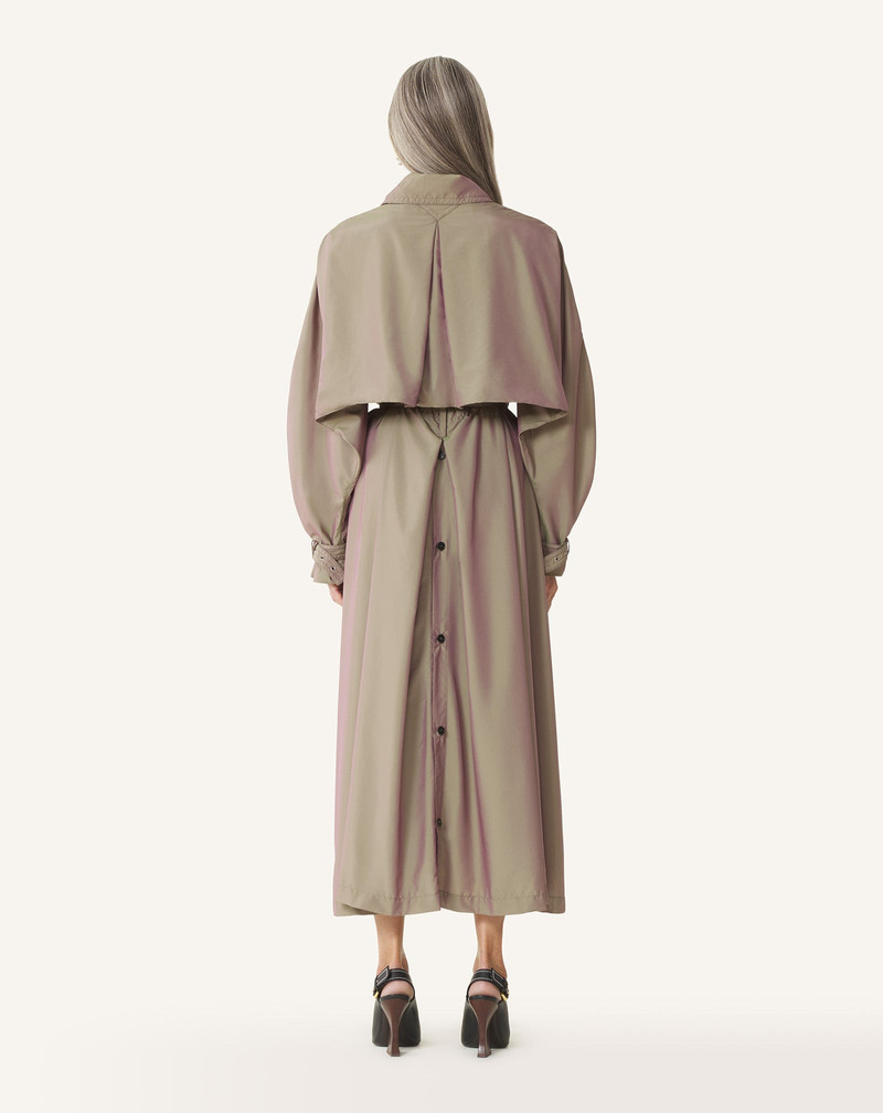 BLACK FLOWING TAFFETA TRENCH COAT 4