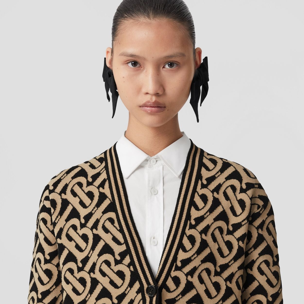 Monogram Wool Blend Jacquard Oversized Cardigan - 3