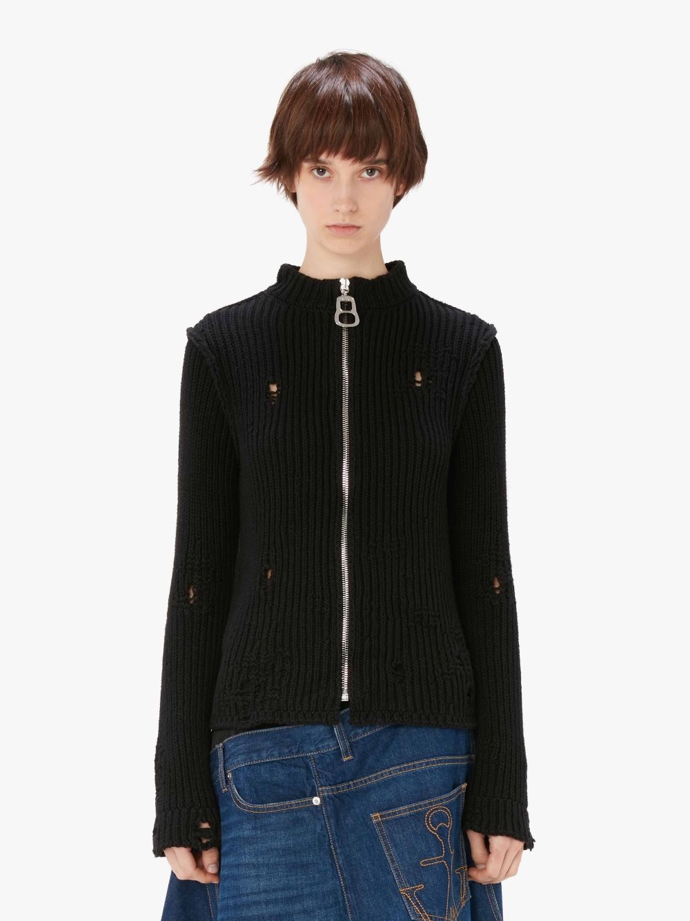 DISTRESSED ZIP CARDIGAN - 2