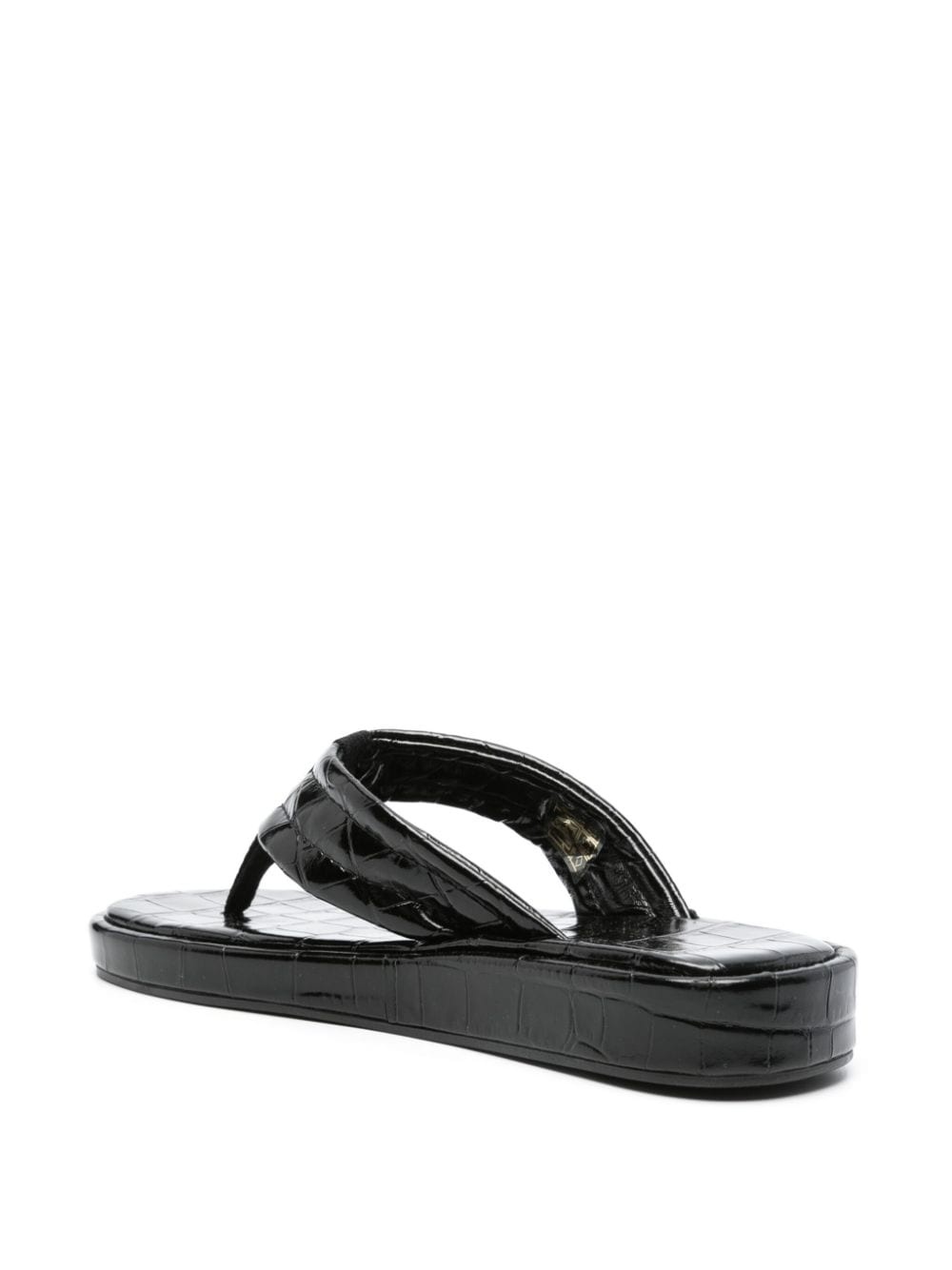 crocodile-embossed leather flip flops - 3