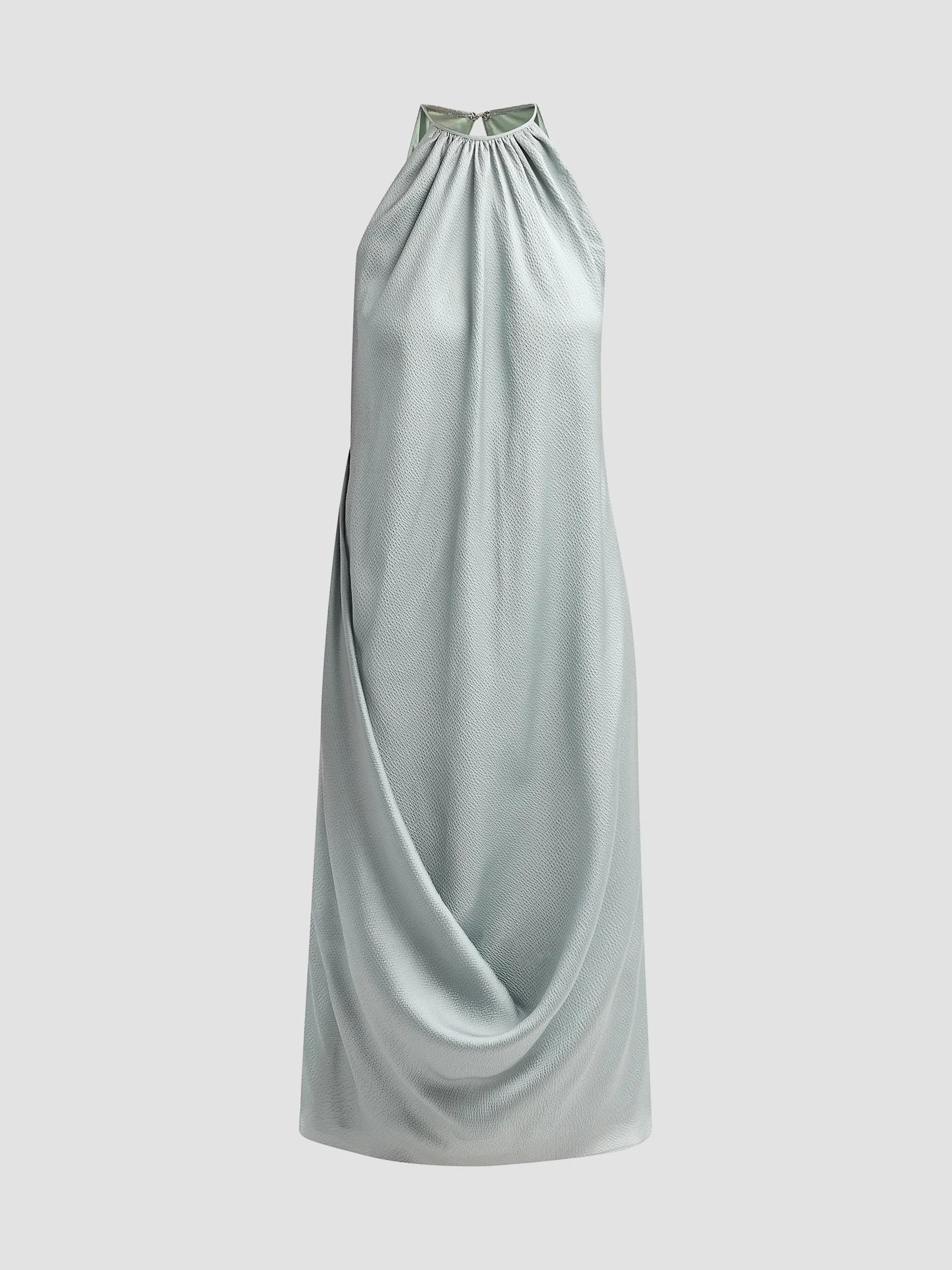 Women's Halterneck Draped Midi Dress - Jade - 1