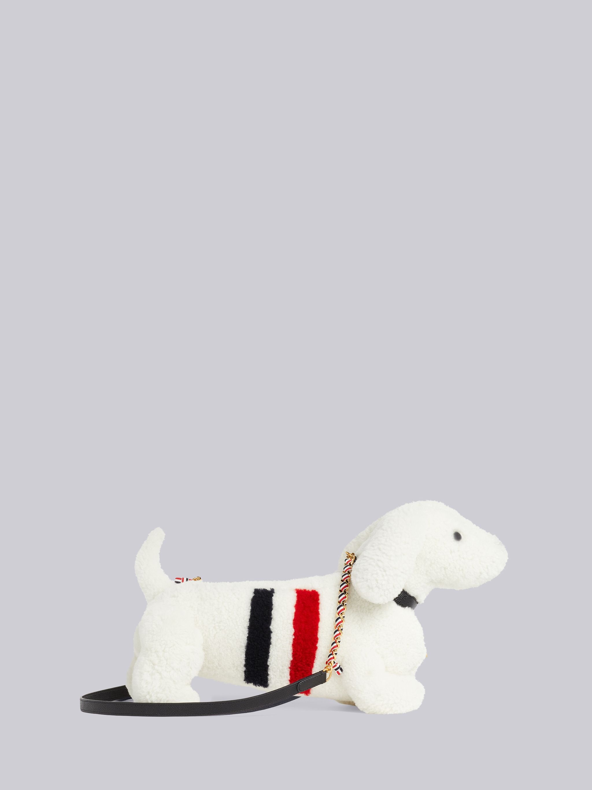 White Curly Merino Shearling Intarsia Stripe Mini Hector Bag - 4