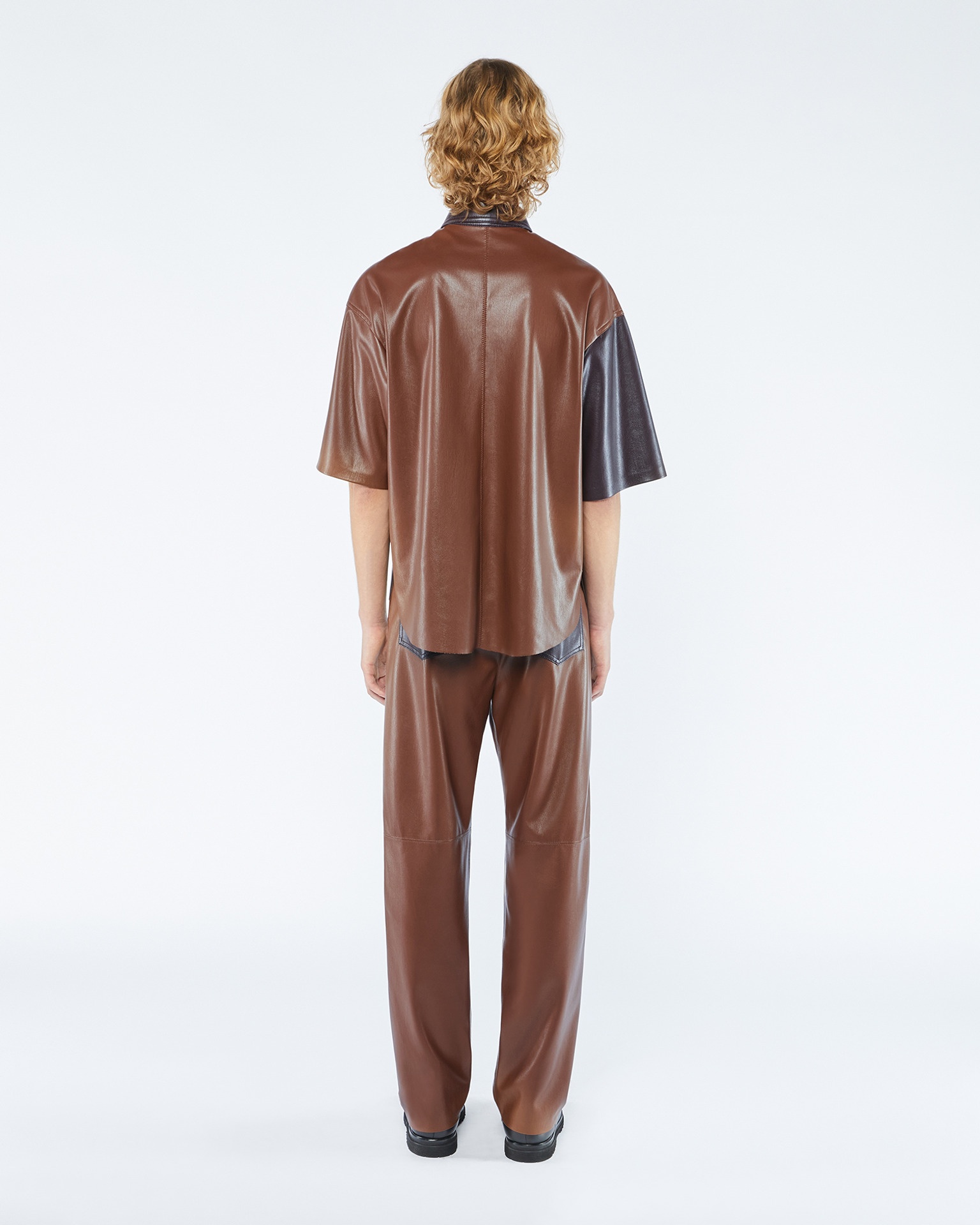 RENS - ANEW Upcycled patchwork shirt - Aubergine/Rootbeer - 3