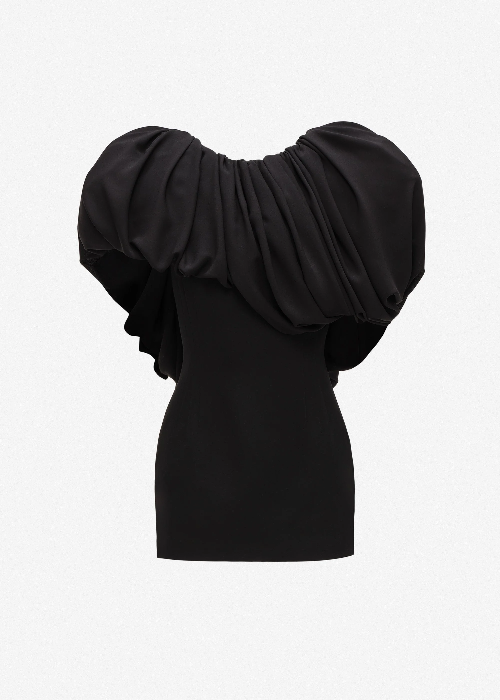 Puff collar mini dres in black - 1