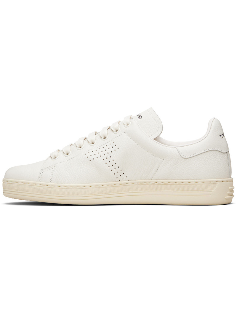 TOM FORD White Grain Leather Warwick Sneakers outlook