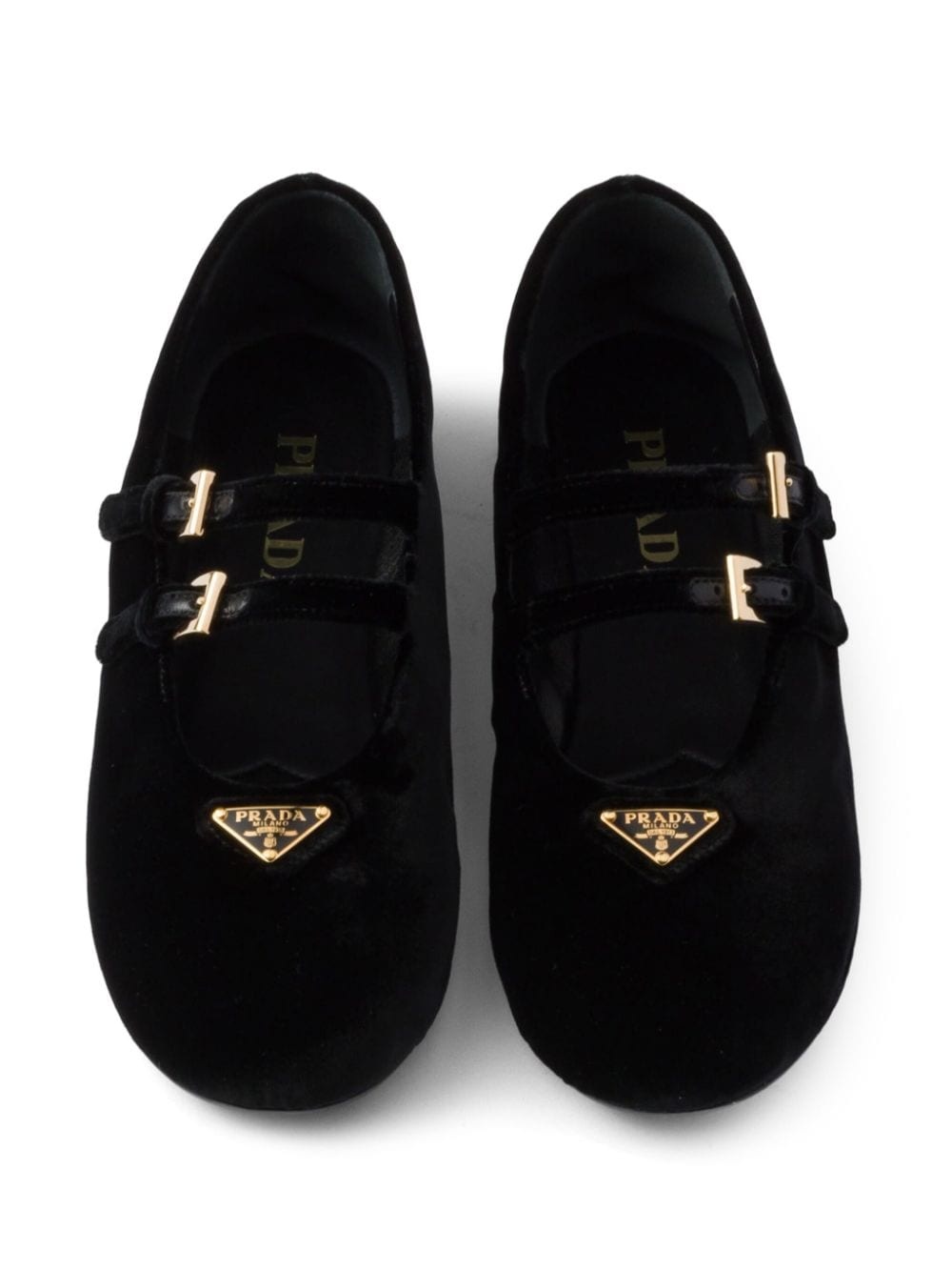 velvet-finish ballerina shoes - 4