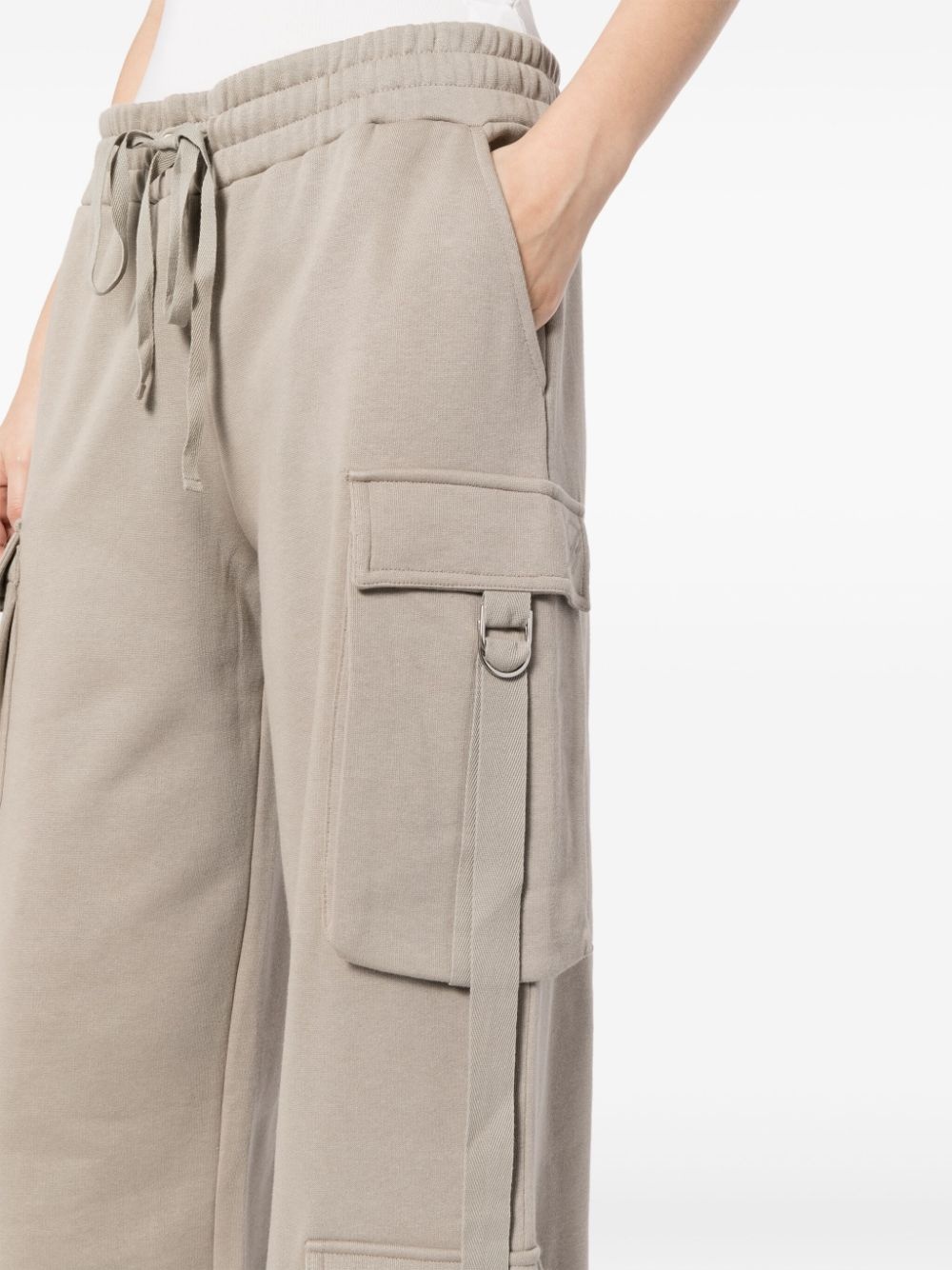 drawstring cotton cargo trousers - 5