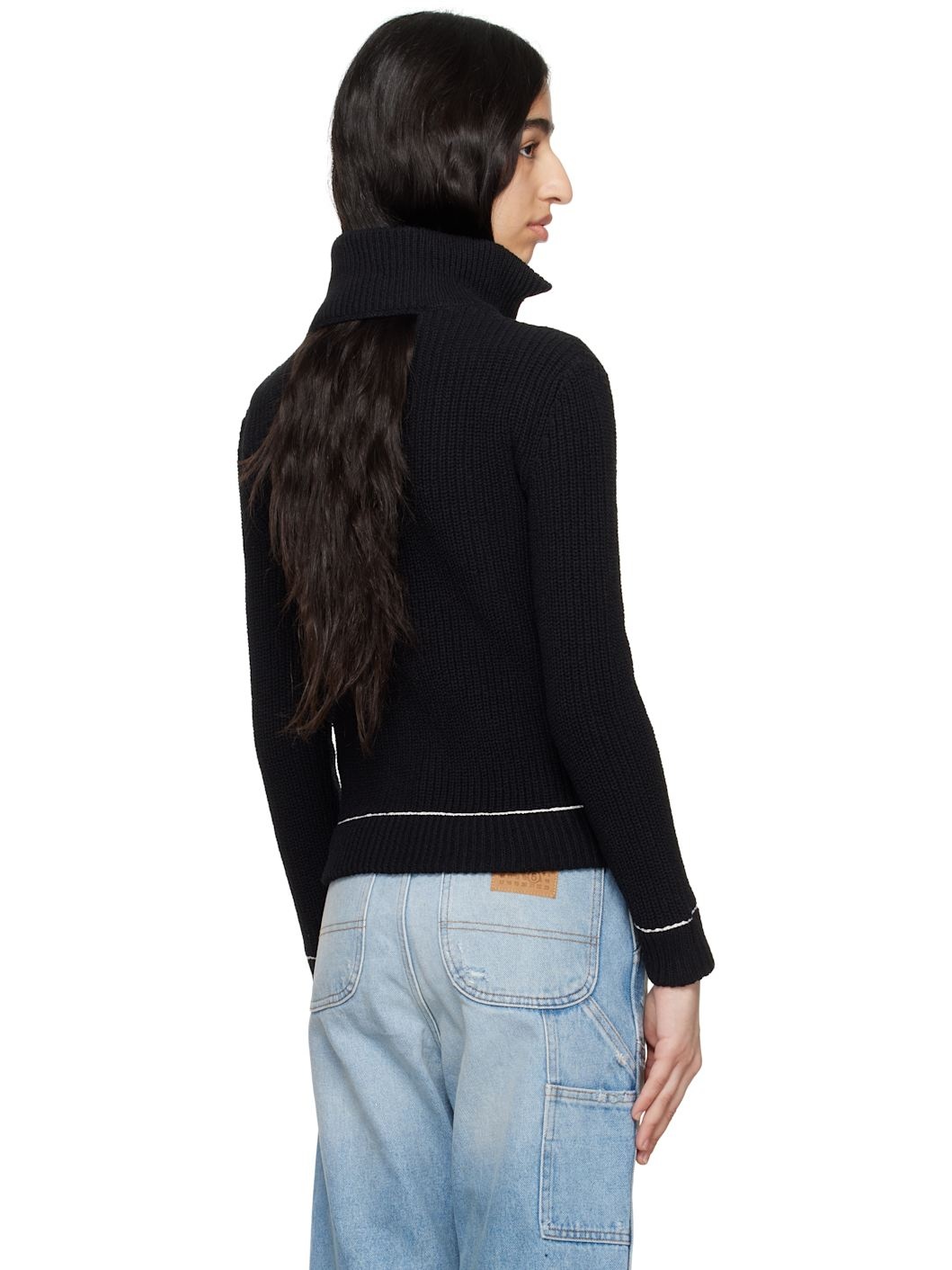 Black Slitted Camionneur Track Jacket - 3
