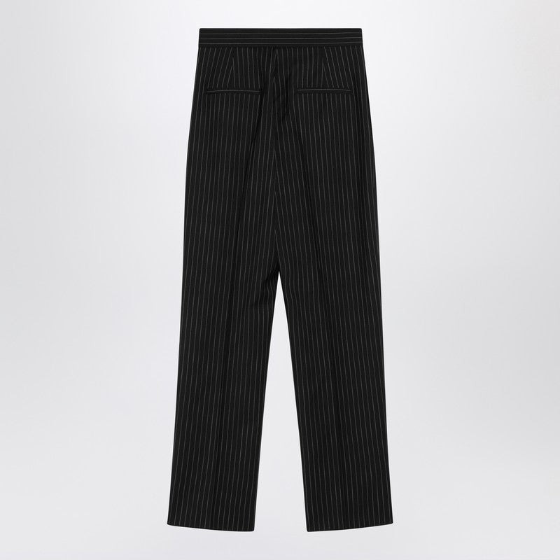 Max Mara Black Pinstriped Wool Trousers Women - 2