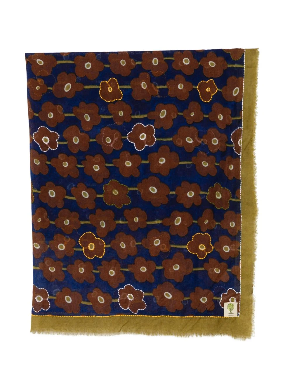 floral-print fringed scarf - 1