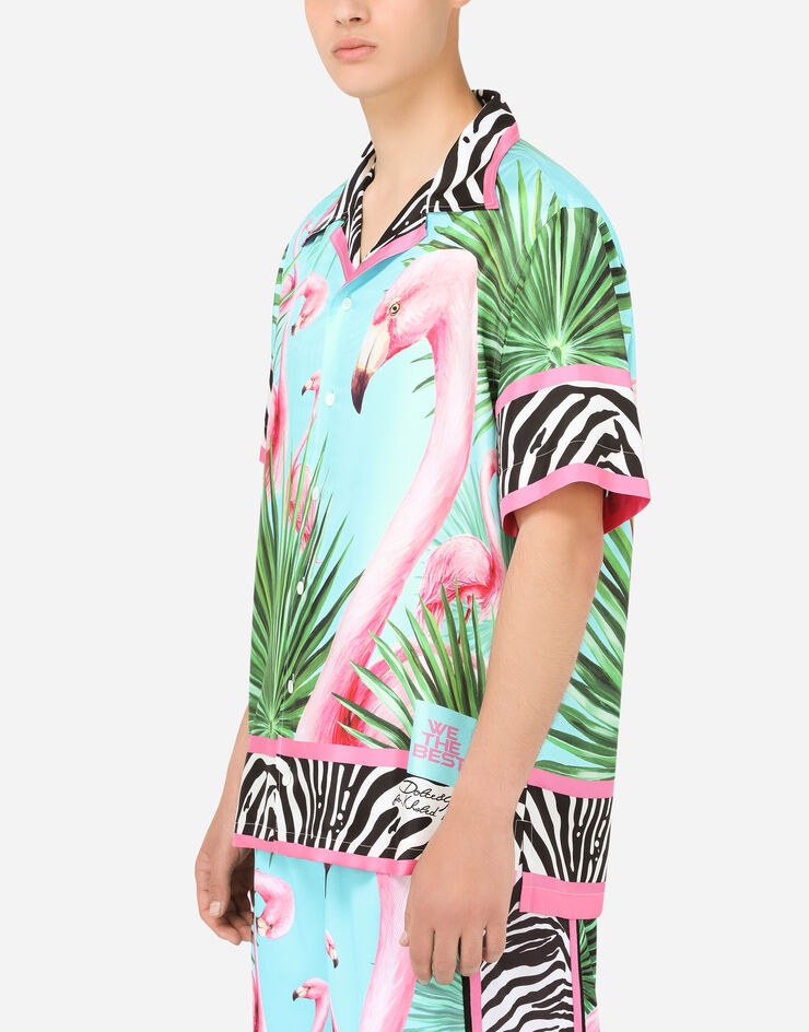 Flamingo-print cotton Hawaiian shirt - 4