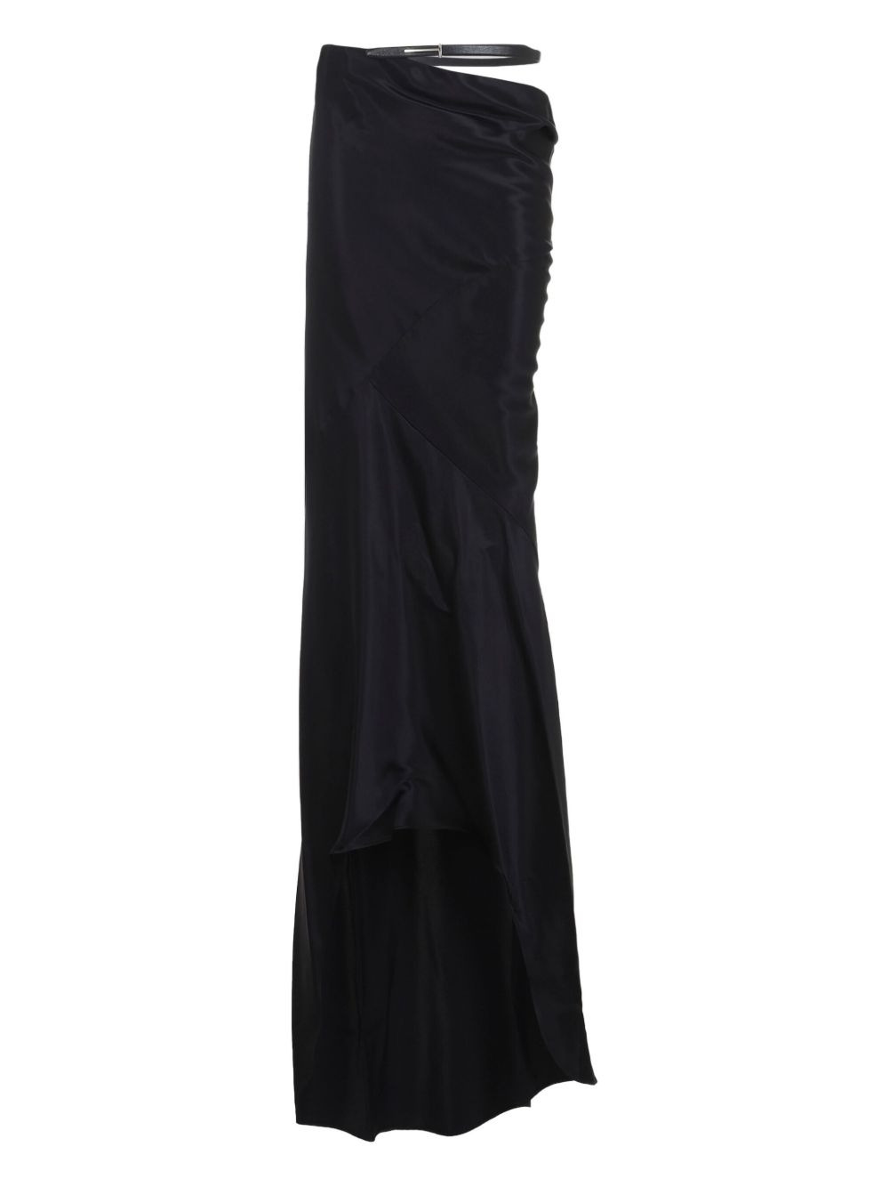leather-belt draped skirt - 2