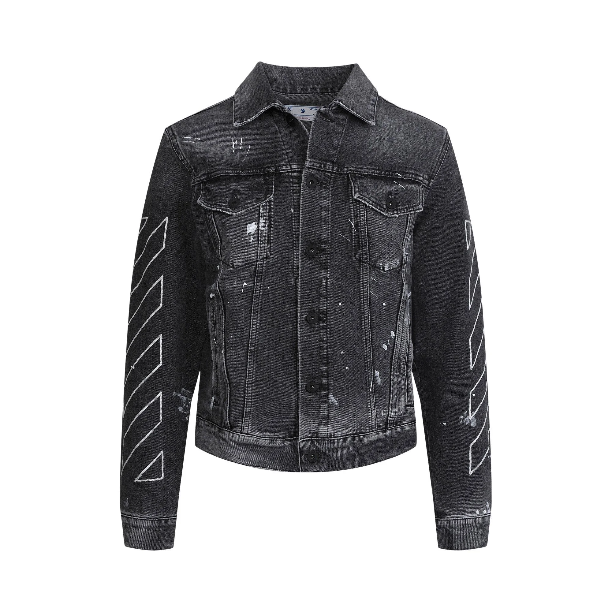 Off-White Diag Outline Paint Slim Jacket 'Grey' - 1