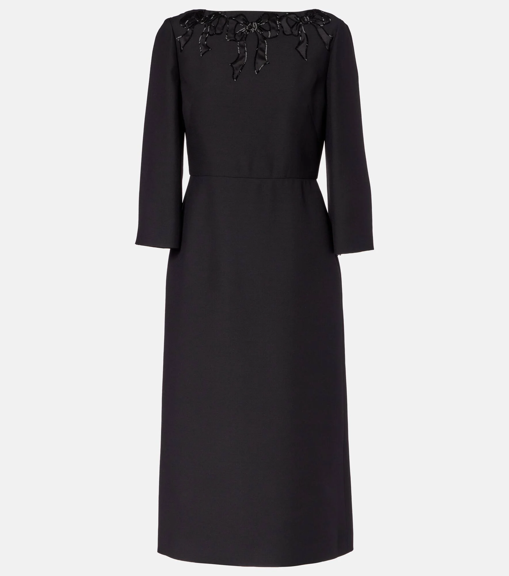 Embroidered wool and silk midi dress - 1