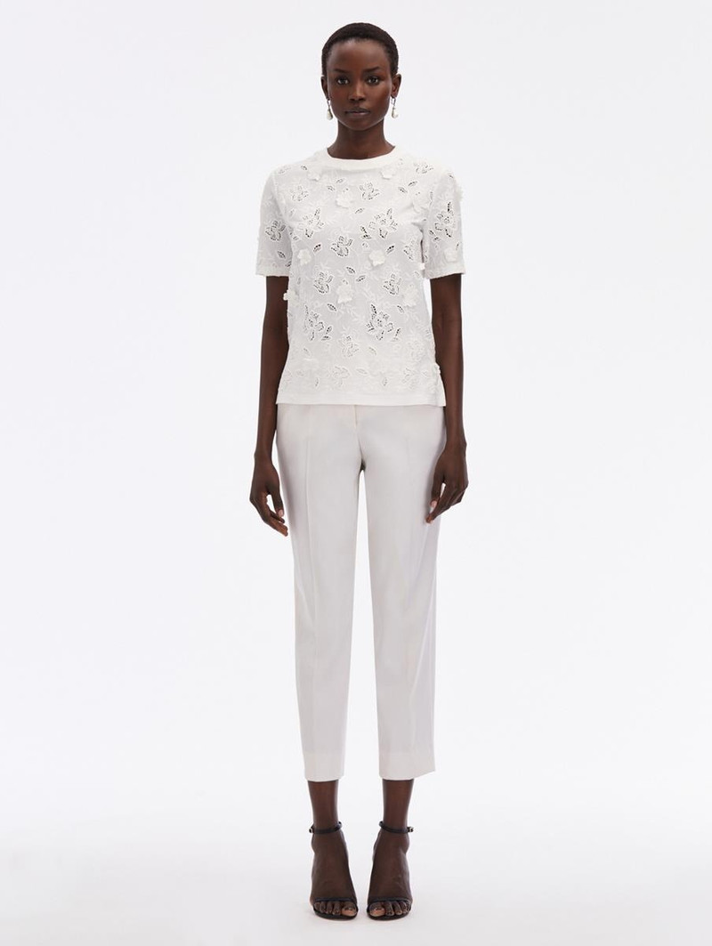 Oscar de la Renta GARDENIA GUIPURE LACE TEE outlook