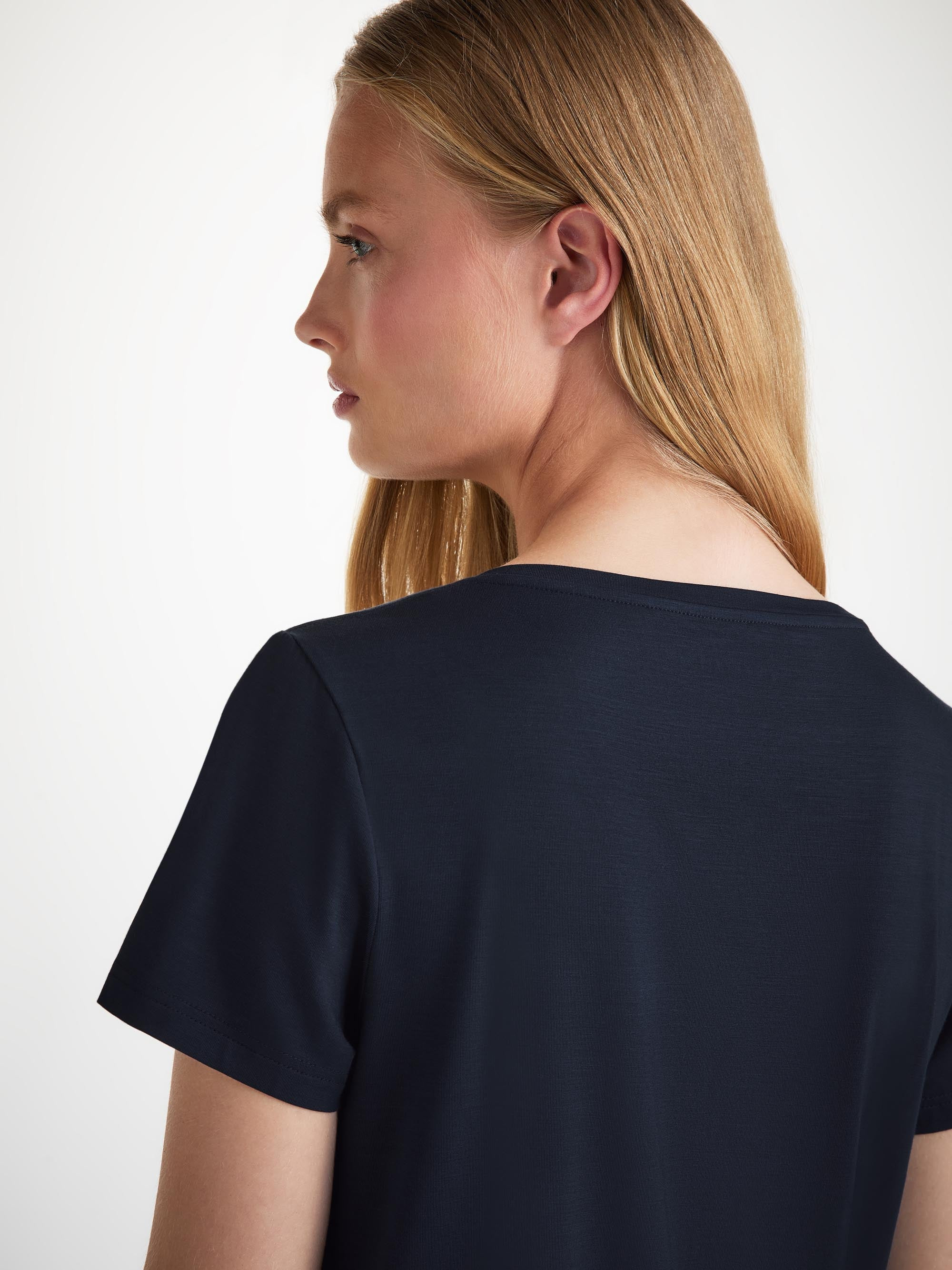 Women's V-Neck T-Shirt Lara Micro Modal Stretch Navy - 6