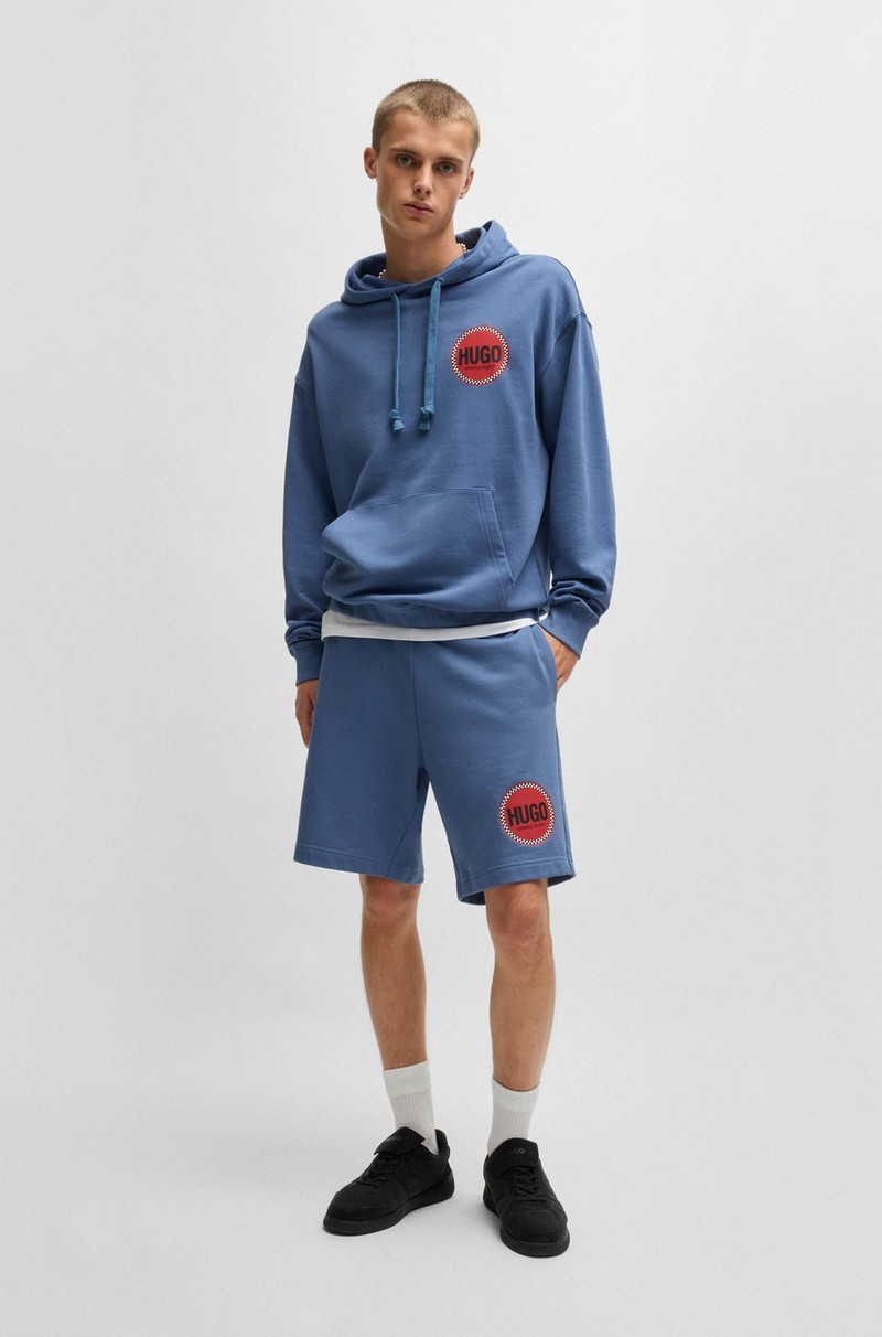 HUGO COTTON-TERRY RELAXED-FIT SHORTS WITH LOGO PRINT outlook