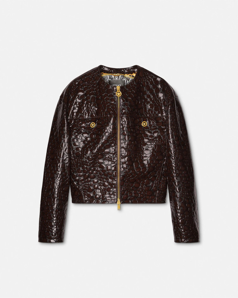 Croc-Effect Patent Leather Jacket 1