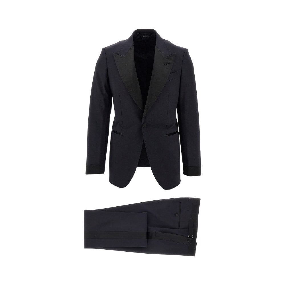 STRETCH WOOL TAILORED TUXEDO SUIT - 1