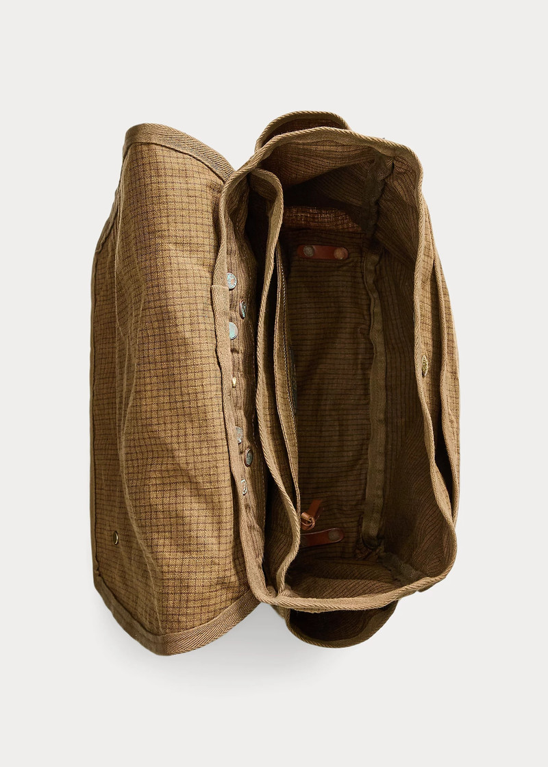 Leather-Trim Oilcloth Backpack 4