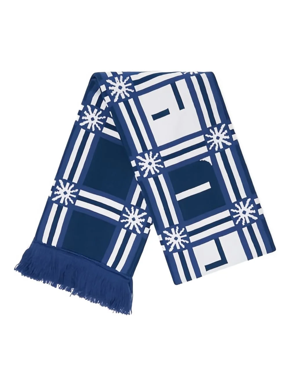 geometric-pattern fringed scarf - 1