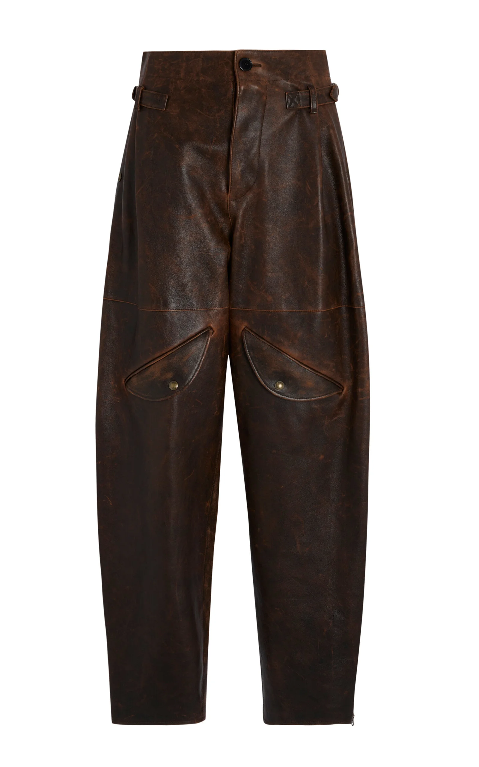 Hania Distressed Leather Pants brown - 1