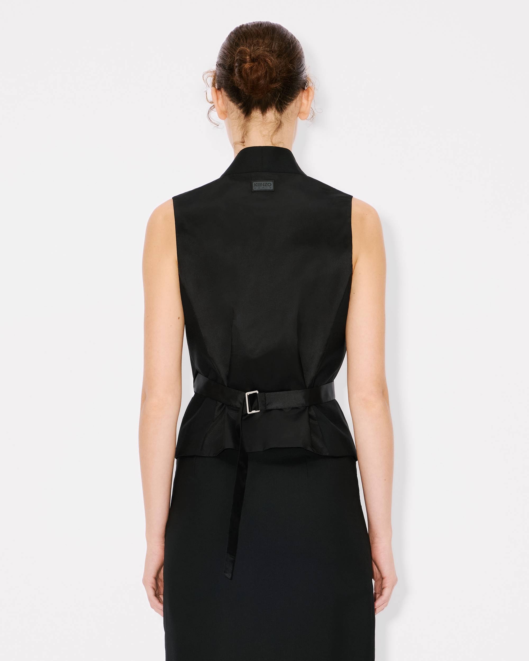 'KENZO Paris Jungle' embroidered kimono waistcoat in virgin wool and satin - 4