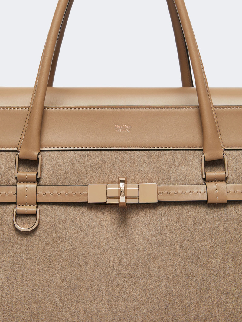 MARGAUXL25WS Large cashmere and leather handbag - BROWN 5