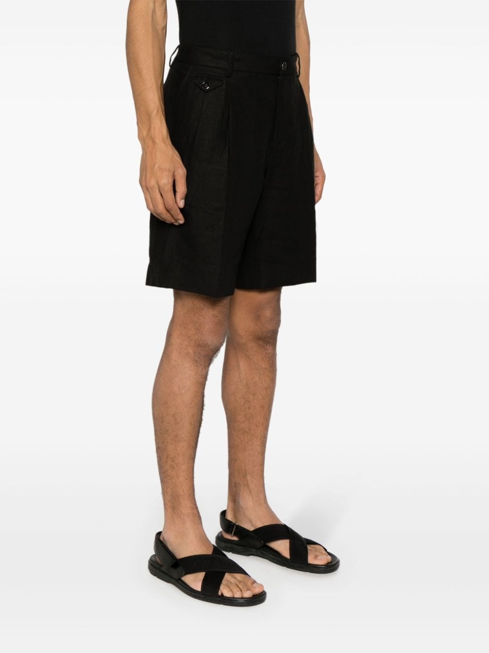 pleated linen shorts - 3