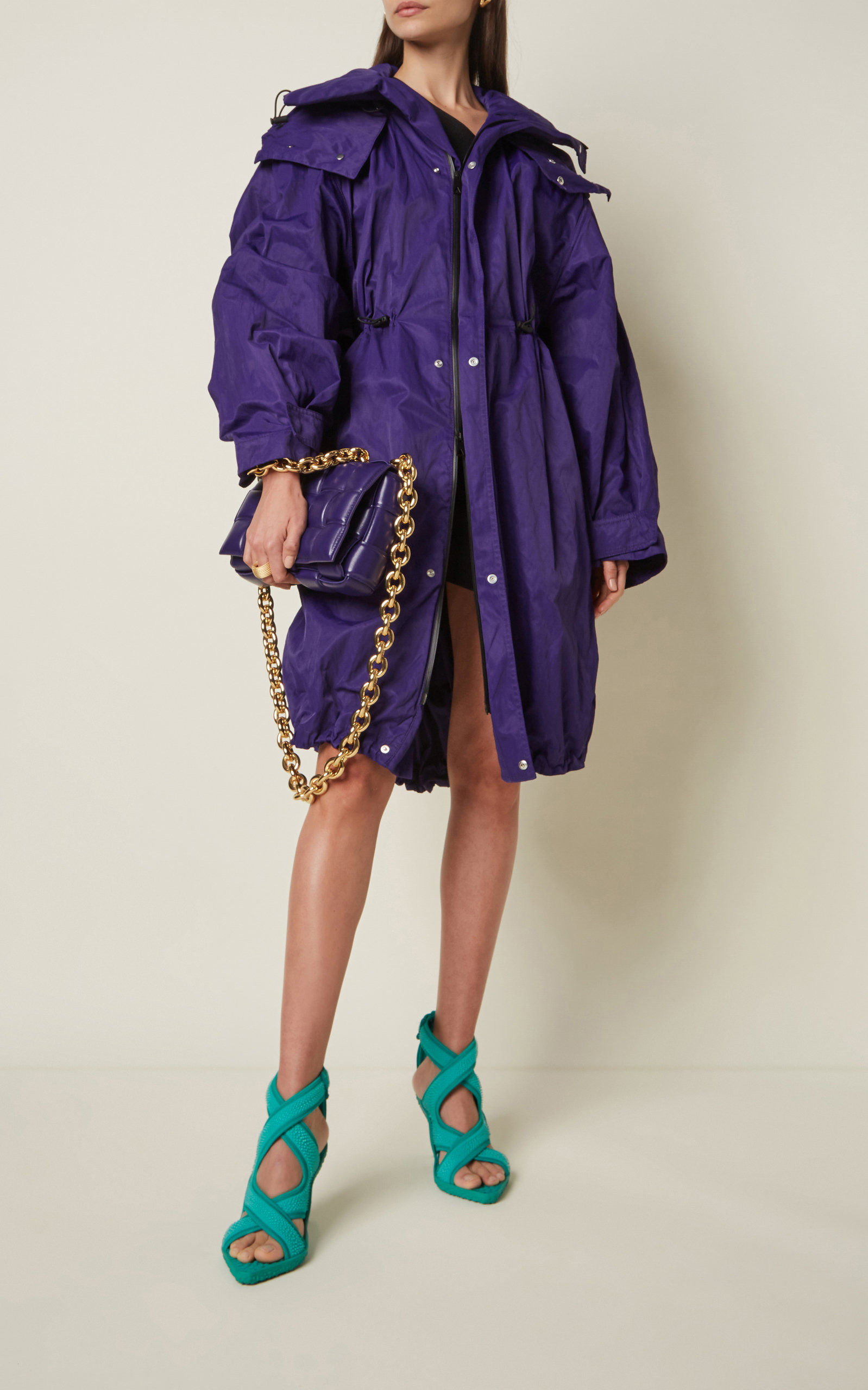 Resinated Metal Twill Parka purple - 4