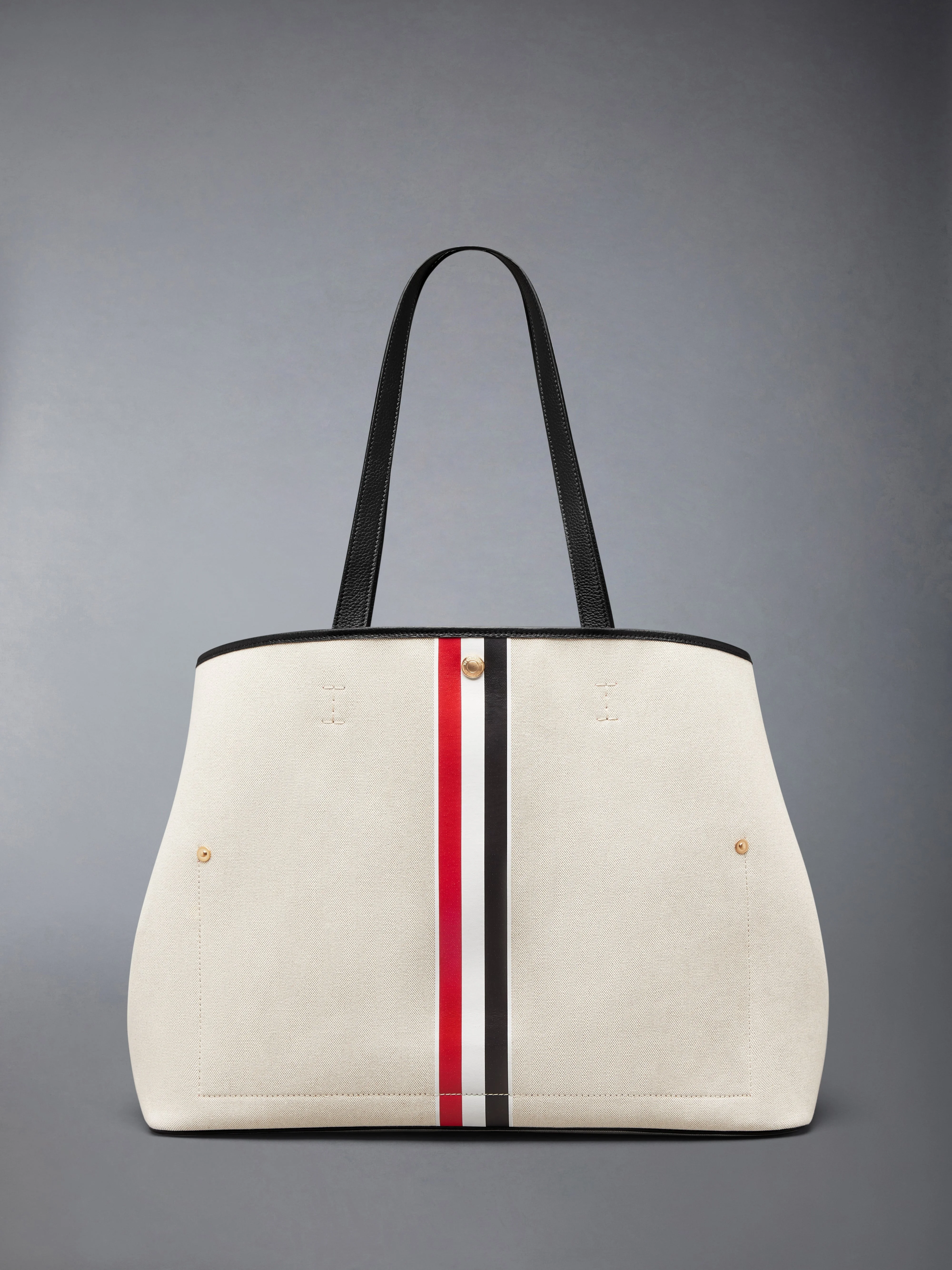 HORIZONTAL TOTE IN SALT AND PEPPER COTTON CANVAS - 1