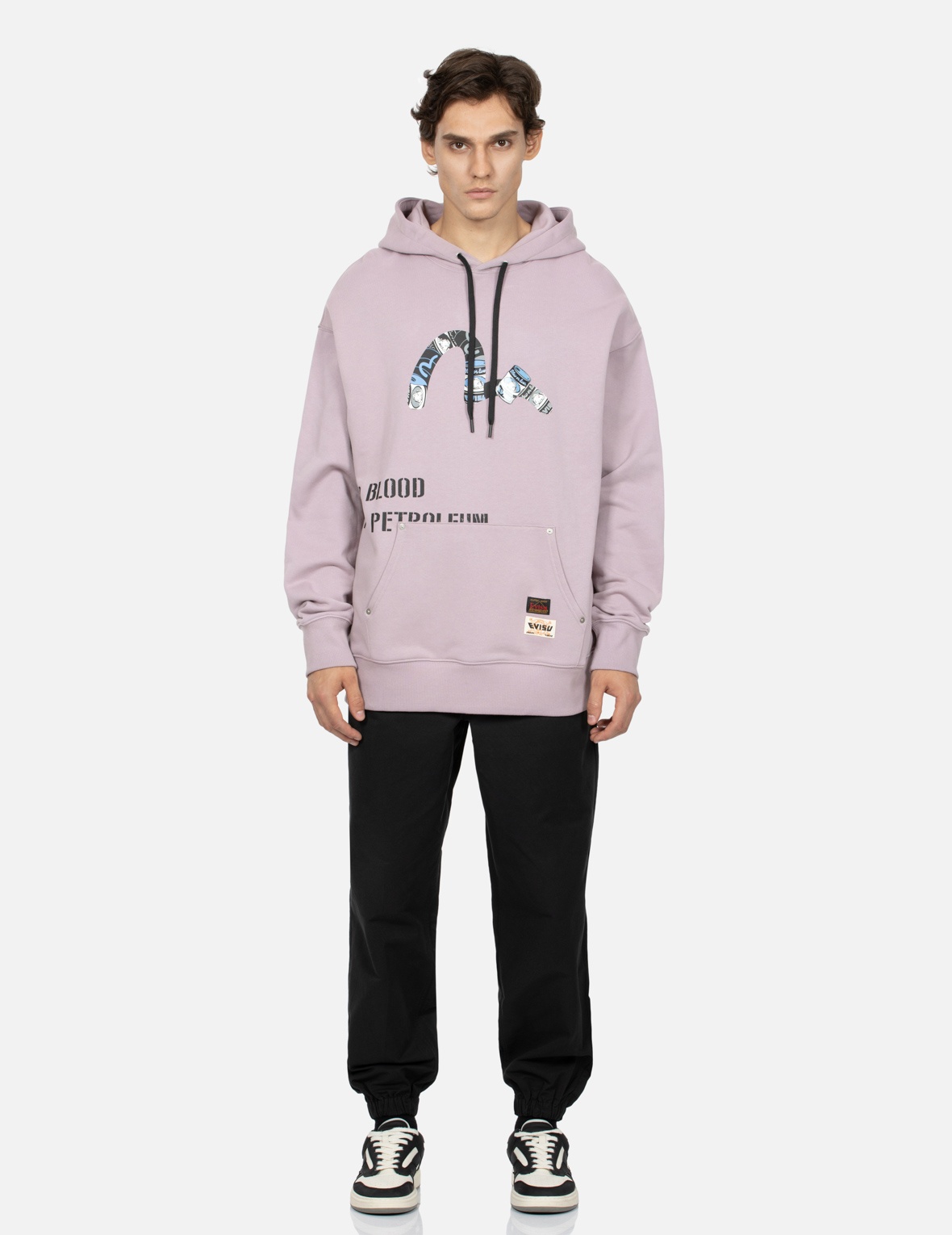 PEEPING GODHEAD PATTERN SEAGULL PRINT LOOSE FIT HOODIE - 5