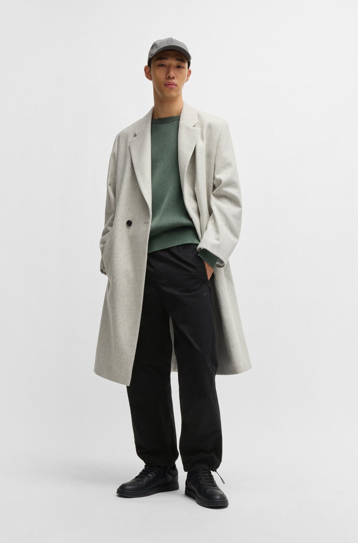 REGULAR-FIT TROUSERS IN PAPER-TOUCH COTTON - 3