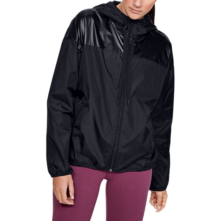 (WMNS) Under Armour Unstoppable Woven Full Zip Jacket 'Black' 1349321-001 - 3