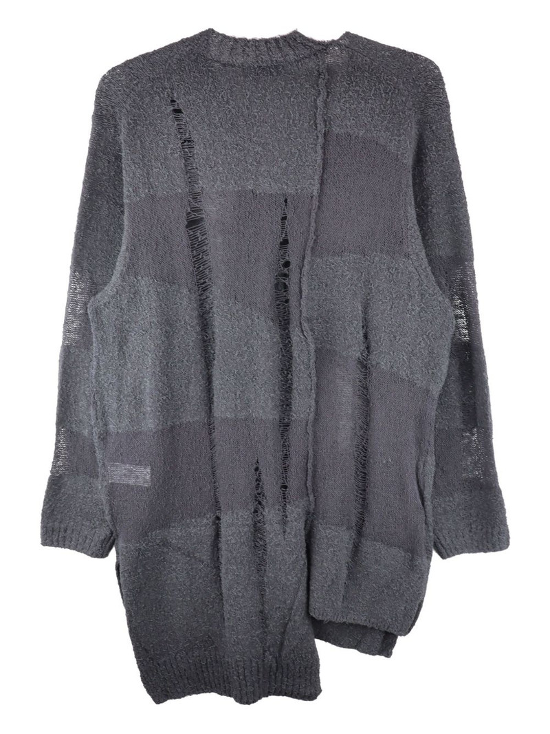 Yohji Yamamoto distressed patchwork cardigan outlook