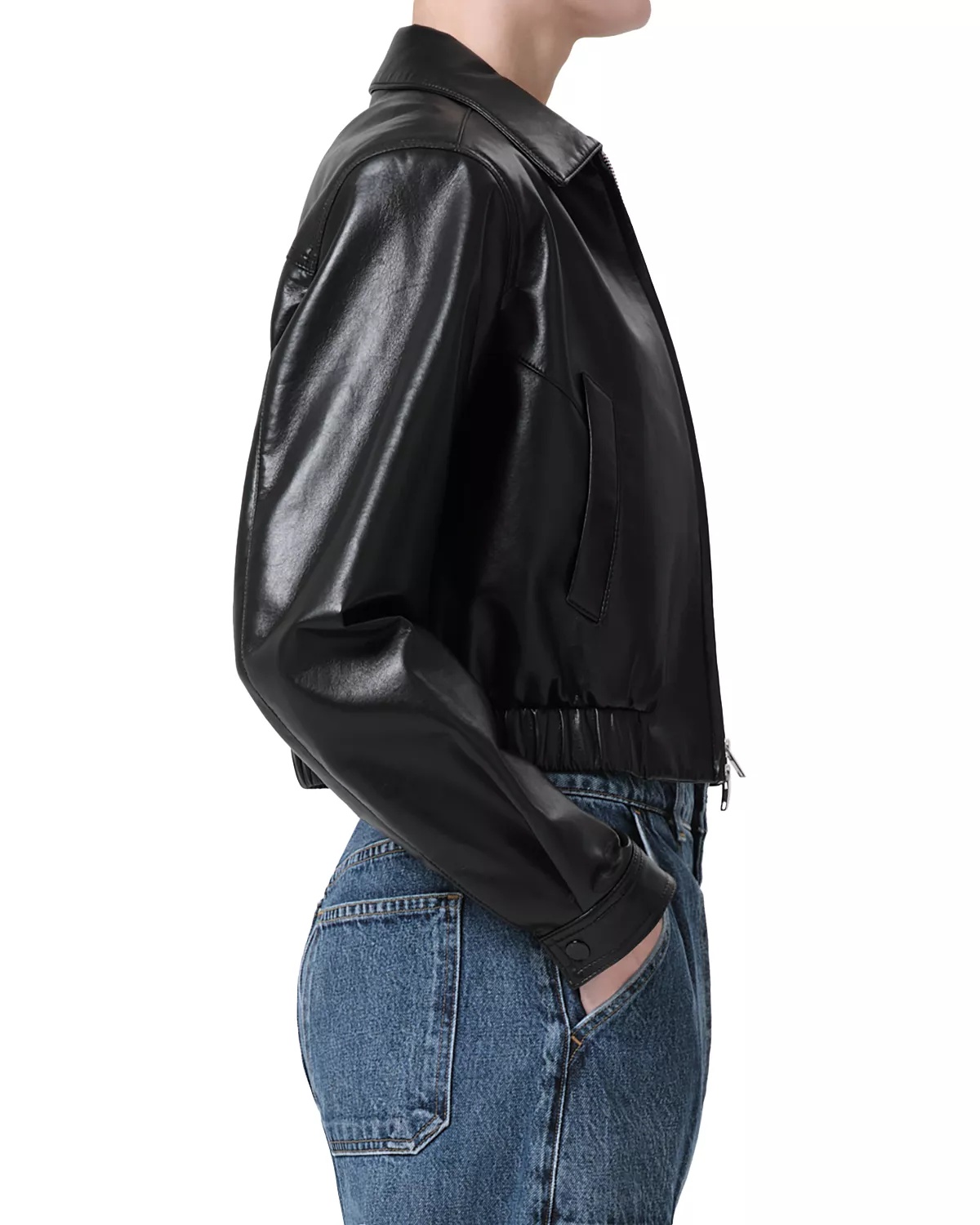 x Shoreditch Ski Club Essie Leather Cropped Jacket - 3