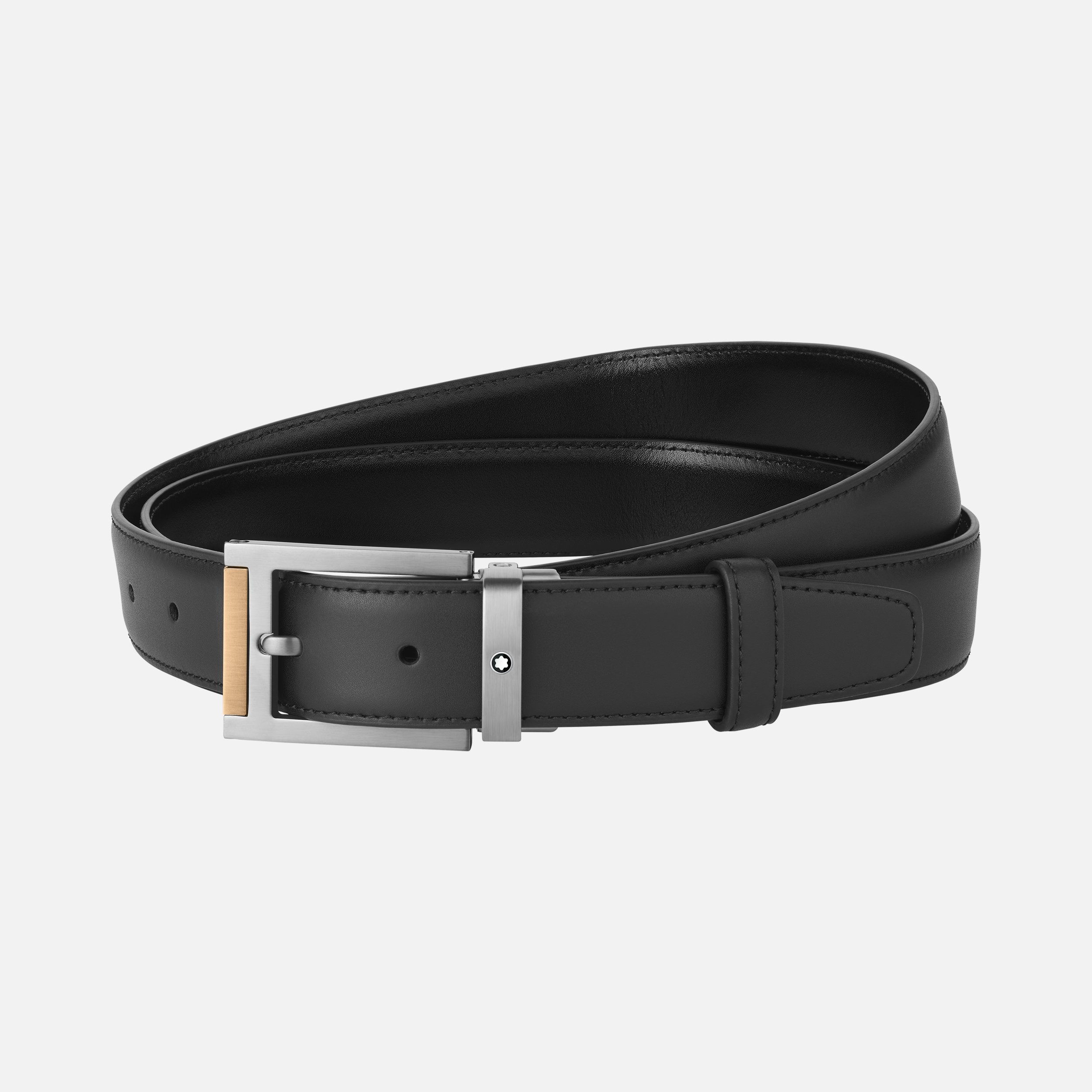 Black 30 mm leather belt - 1