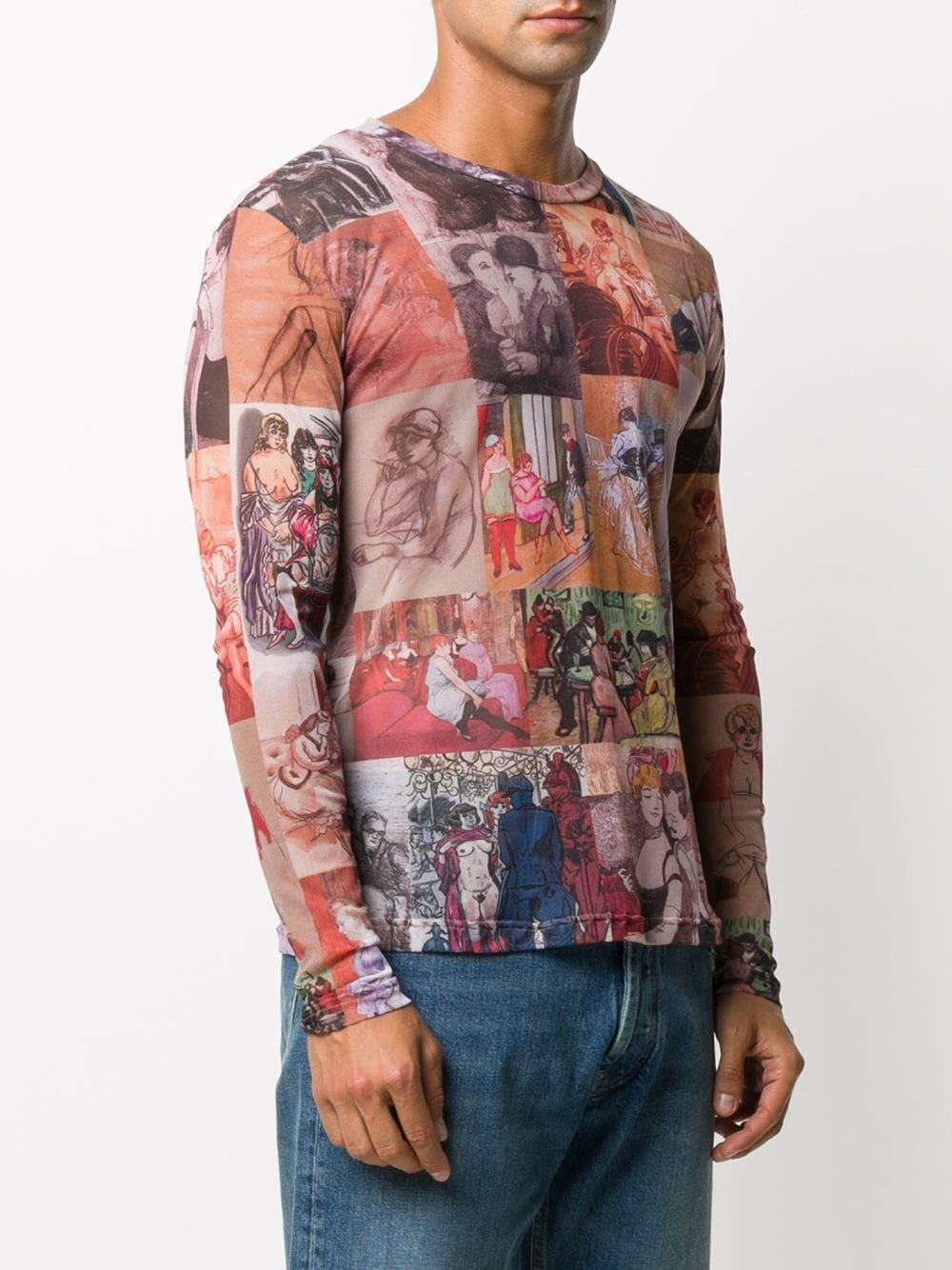 long-sleeved painting print T-shirt - 4