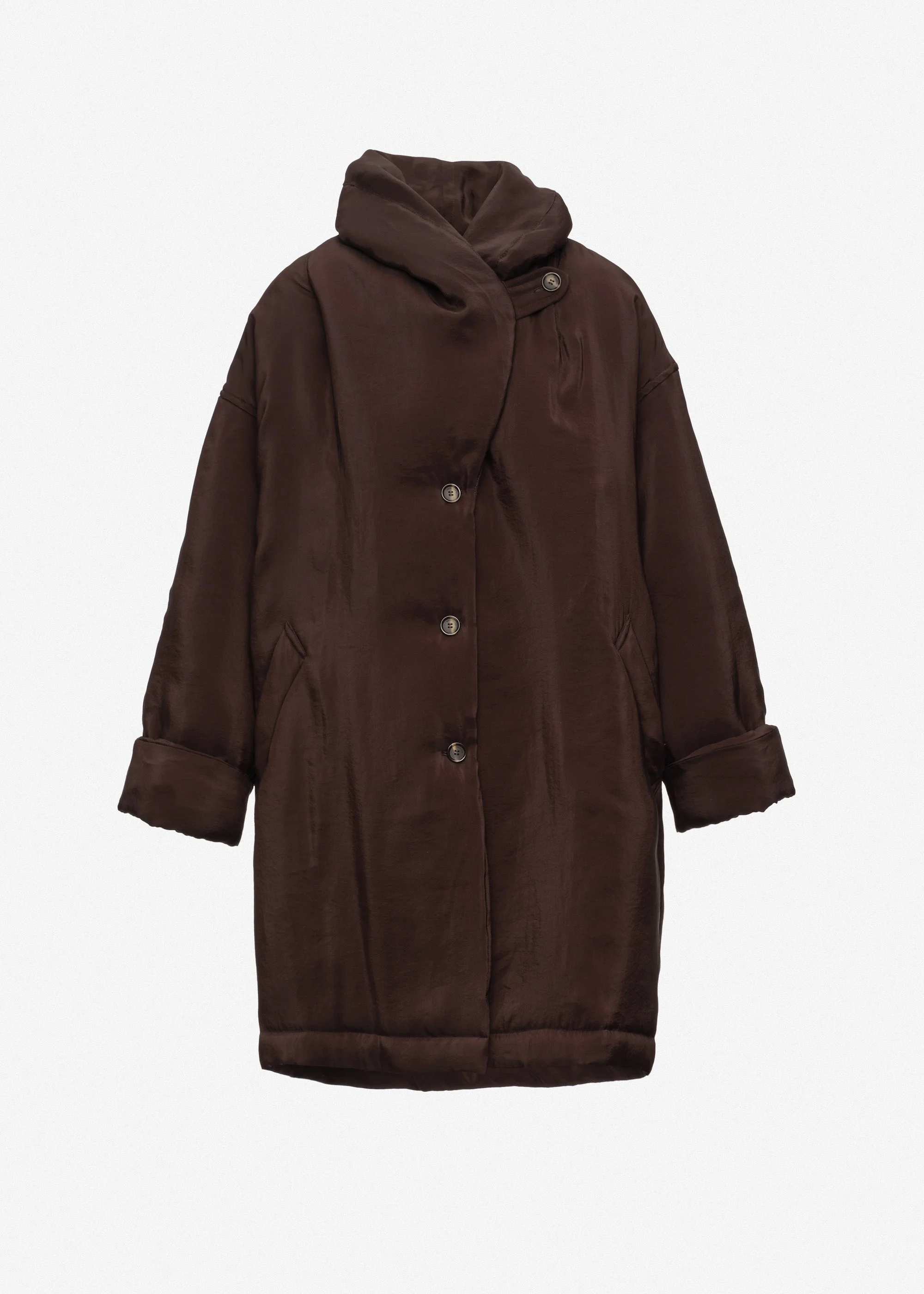 Oversized coat with shawl collar in brown - 1