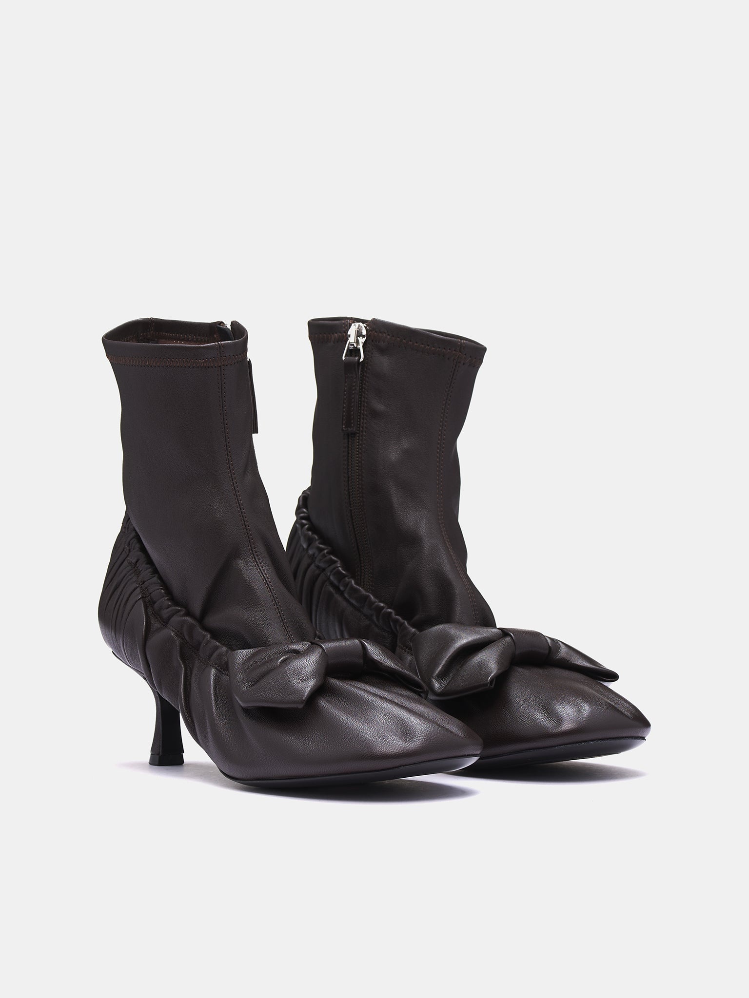 Leather Bow Ankle Boots - 2