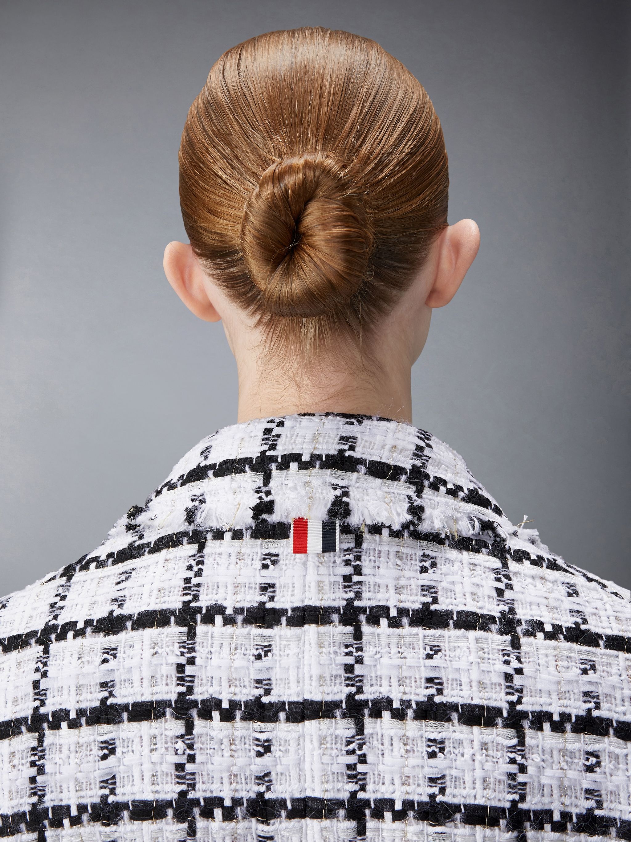 Windowpane Check Chiffon Tweed Fray Oversized Chesterfield Coat - 4