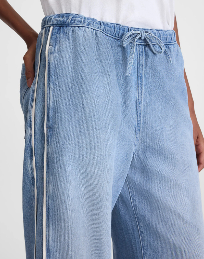 Pull-On Track Pants in Airy Denim 6