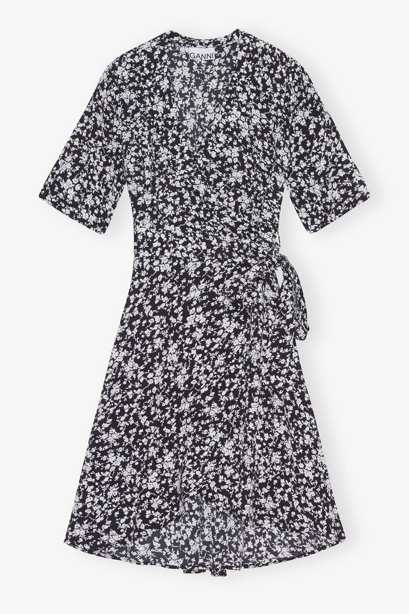 PRINTED CREPE WRAP DRESS 1
