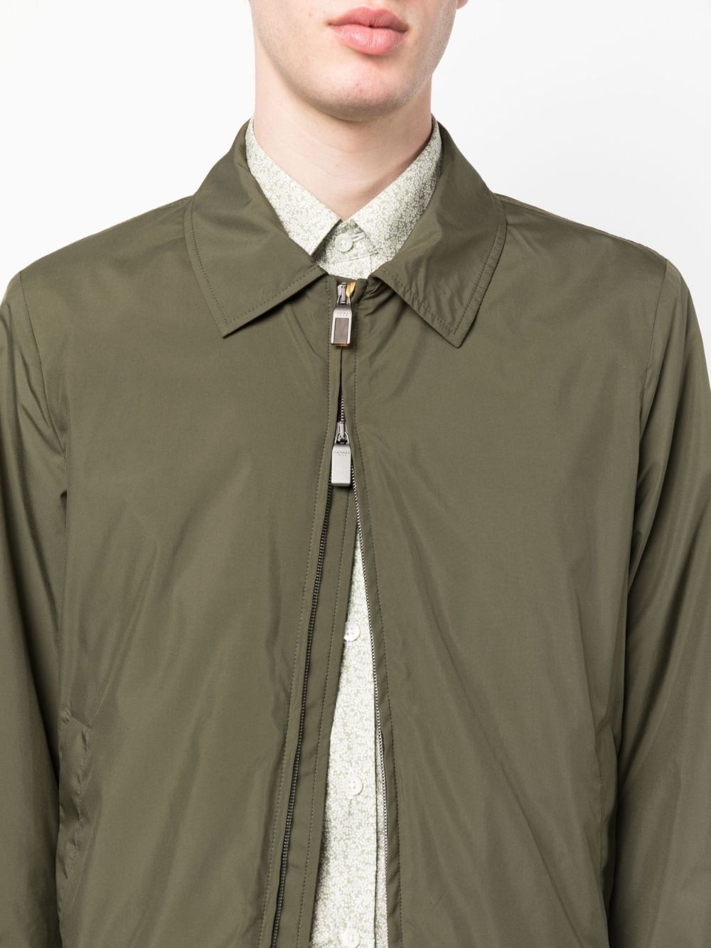 goatskin zip-up shirt jacket - 5